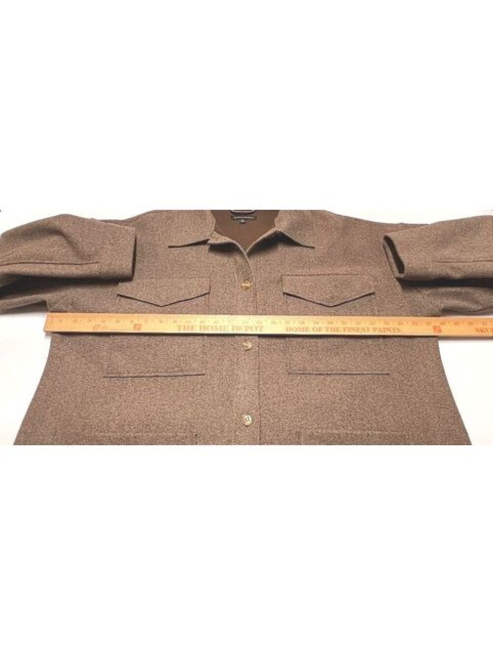 Banana Republic Wool Look Shacket Jacket Brown Oversized Utility Workwear XL - Picture 5 of 8